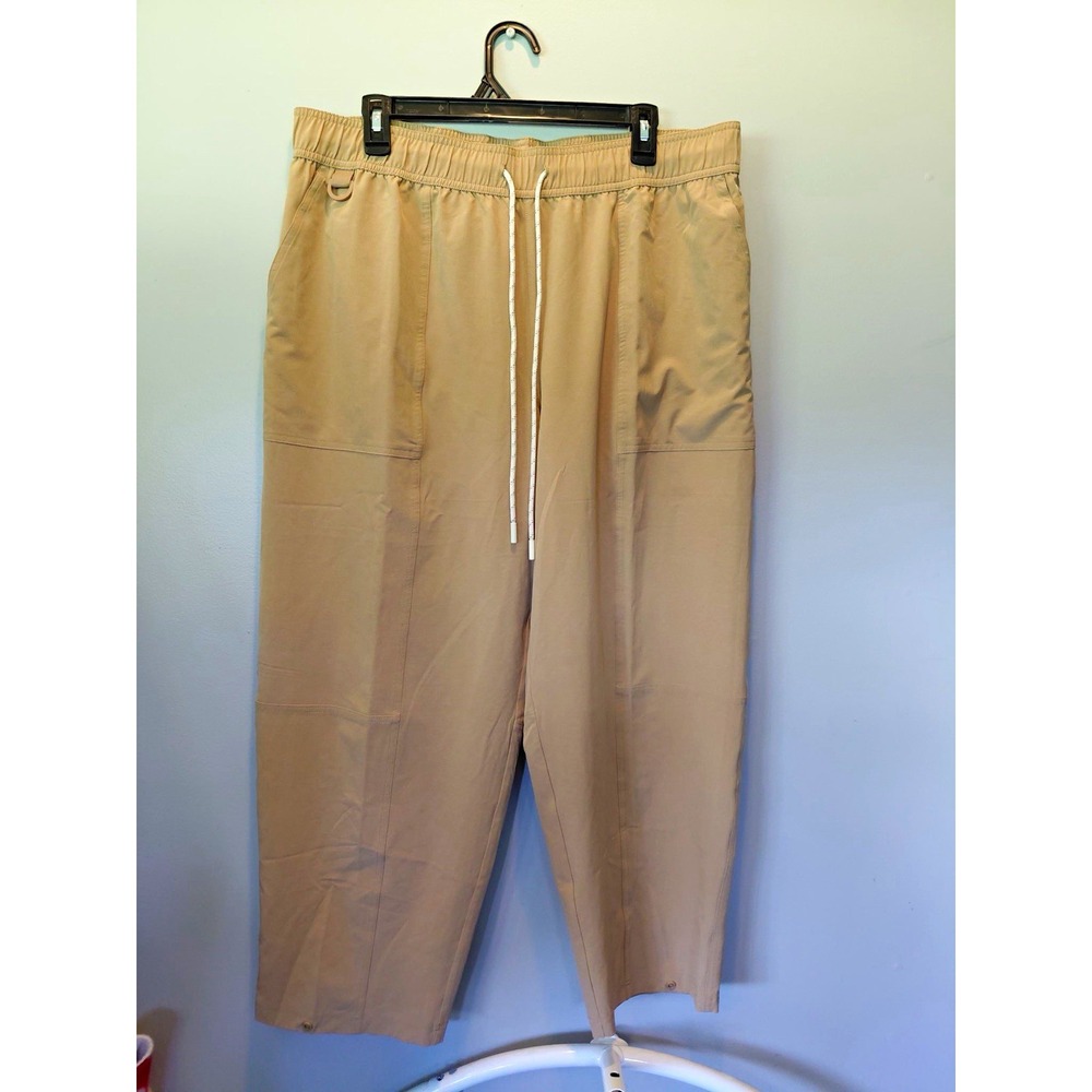 CALIA Women's Beige Solid Jogger Pants XL Drawstring Elastic Waist Poly/Spandex